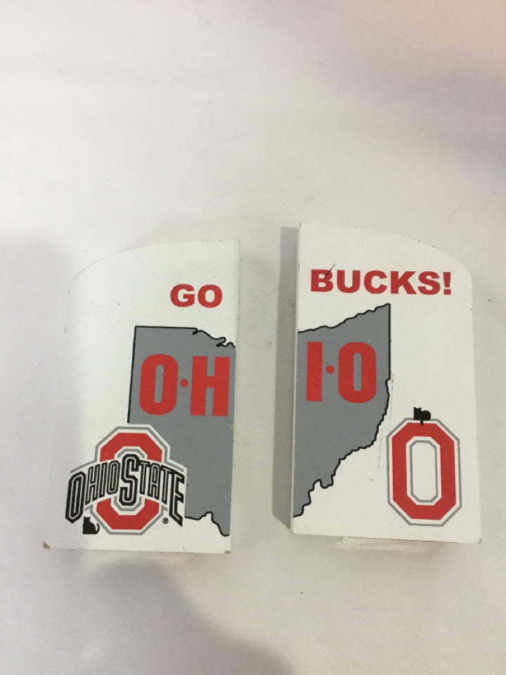 2 Piece White/Gray Wood Ohio Sign