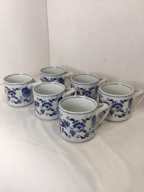 Blue Danube Set of 6 Blue/White Porcelain Mug Set