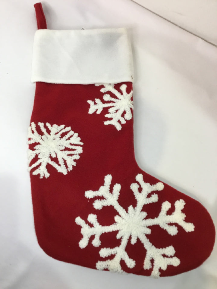 Stocking Red Felt Snowflake Holiday Item