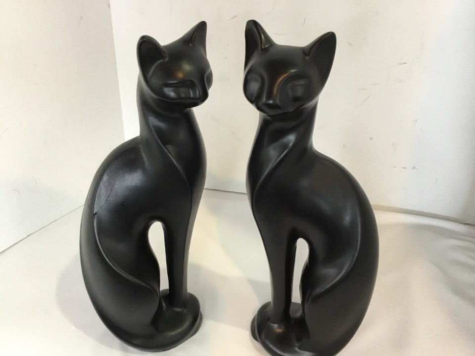 Maddux Mid Century Black Ceramic Cat Pair Figurine