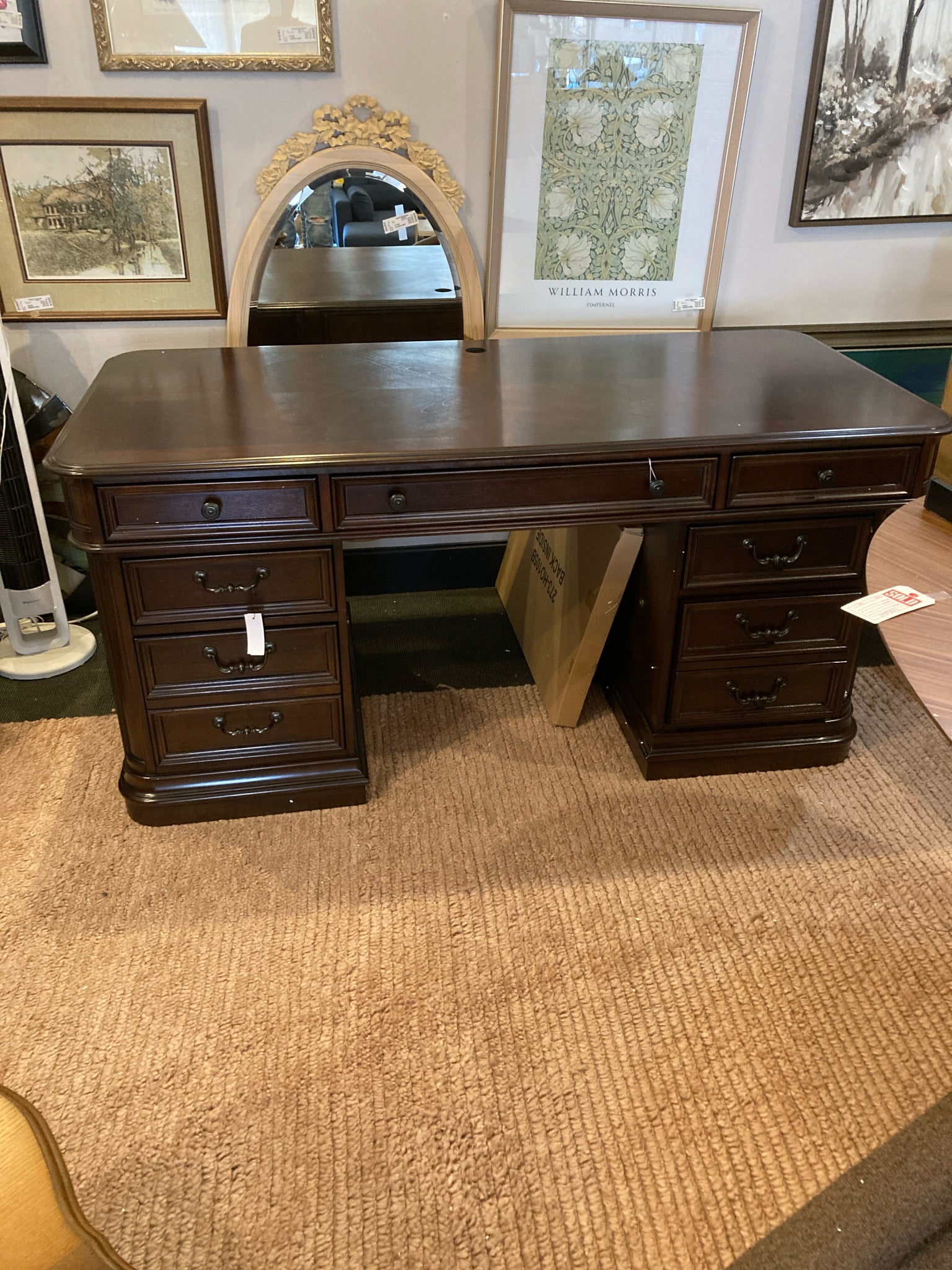 Bison Commerce LLC Wood 6 Drawer Brown Desk
