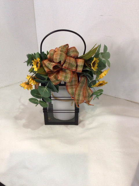 Fall Black/Multi Metal Lantern w/Candle Holiday Item