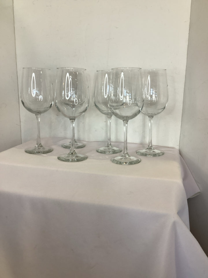 Set of 6 Clear Glass Wine Glasses