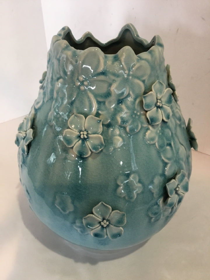 Blue Ceramic Flowers Vase