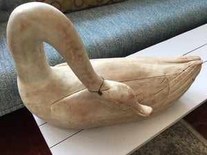 Tan Wood Goose Sculpture
