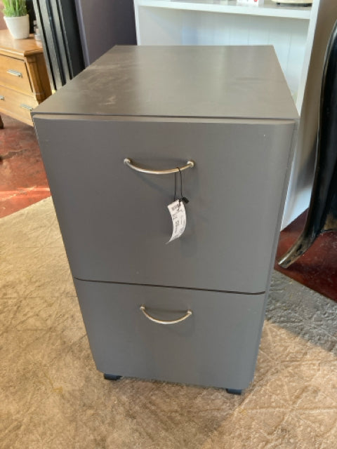 Wood 2 Drawers On Casters Gray File Cabinet