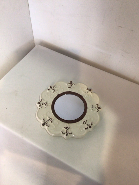 Cream Ceramic Flower Mirror