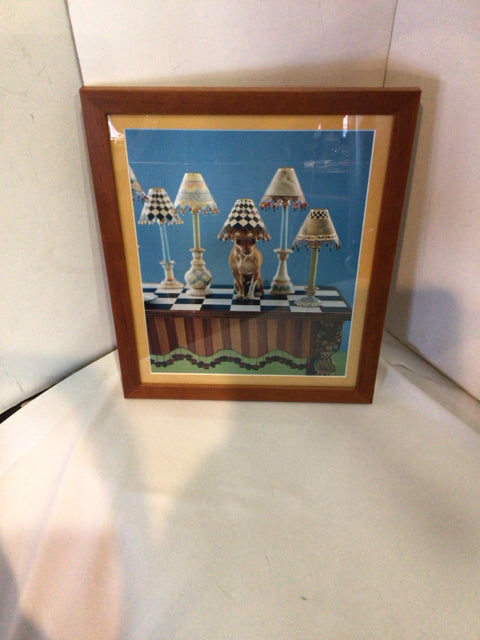 Blue/Multi Dog Lamp Framed Art