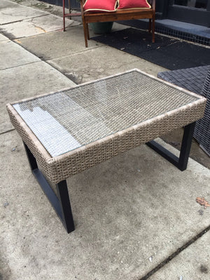 Outdoor/Outside Glass Top Coffee Tan/Black Table