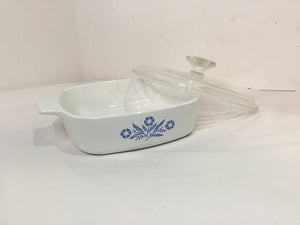 Corningware White/Blue Ceramic Flower Lidded Casserole