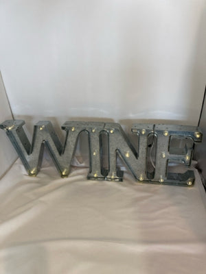 Light up Silver Galvanized Steel Wine Sign