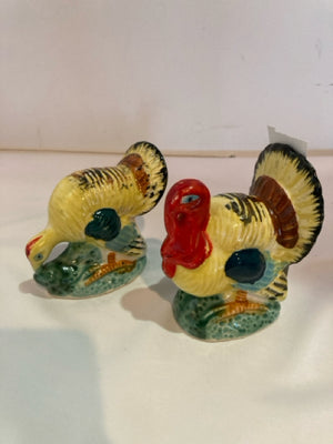 Salt & Pepper Multi-Color Ceramic Turkey Pair Holiday Item