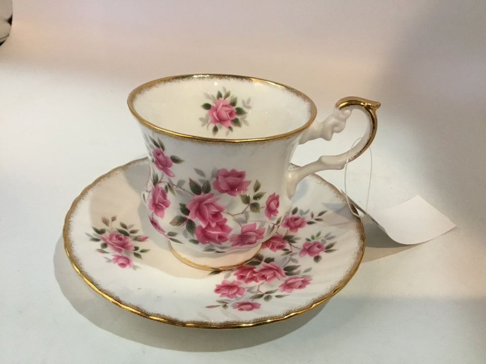 Rosina Tea White/Pink Bone China Flowers Cup/Saucer