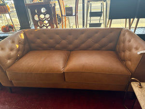 Poly & Bark Modern Leather Tufted Cognac Sofa/Couch 8DLGPXG2