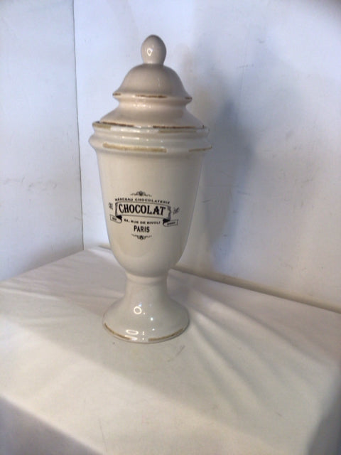 Lidded White Ceramic Chocolate Jar