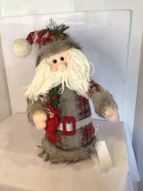 Red/Gray Fabric Snowman Holiday Item