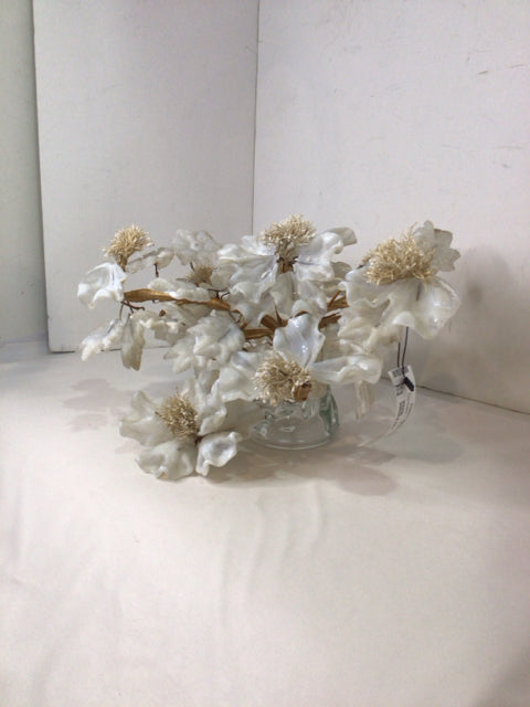 White Glass 2 Piece Faux Flowers
