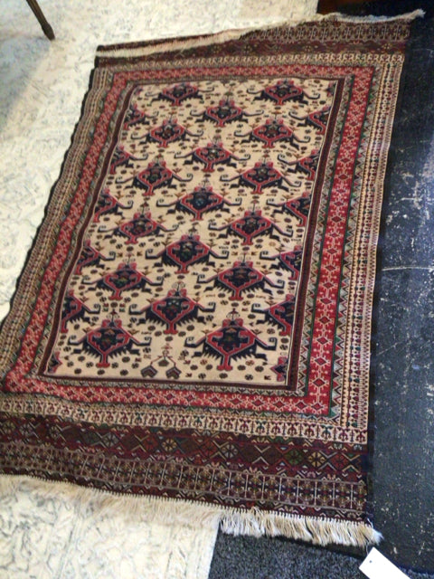 Dhurrie Wool 4 x 6 Cream/Red Rug