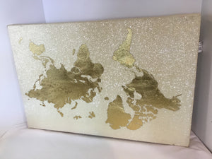 Cream/Gold Global Map Stretch Canvas Art