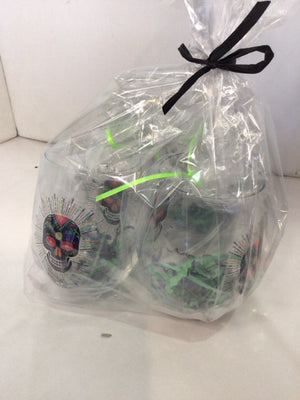 Halloween Clear/Multi Plastic Glasses Skull Holiday Item