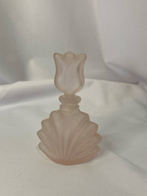 Japanese Vintage Perfume Pink Frosted Glass Tulip Bottle