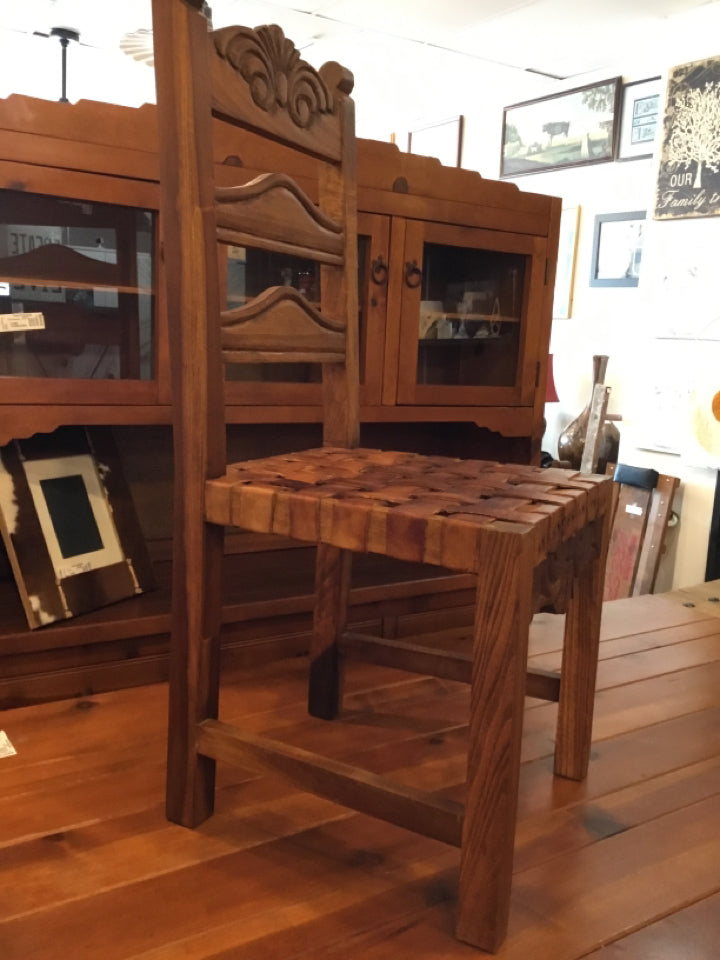 Rustic Dining Wood 4 Chairs Brown Table
