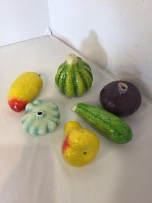 Set of 6 Multi-Color Resin Fruit Vegetables Faux Fruit