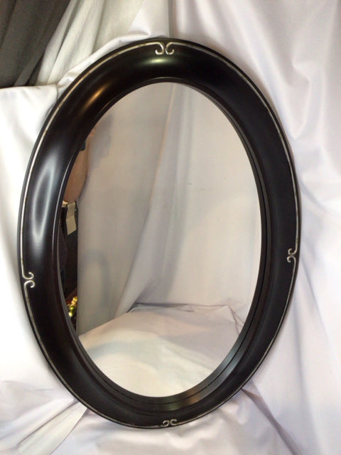 Brown Plastic Oval Mirror