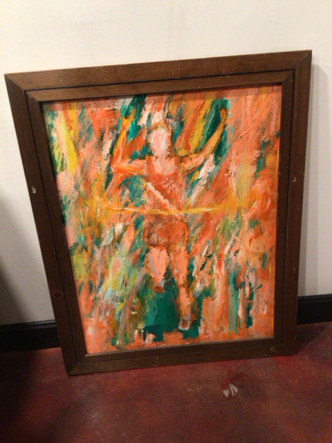 Post Impressionism Orange/Green Person Original Framed Art