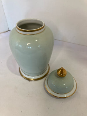 Lidded Blue/Gold Ceramic Jar