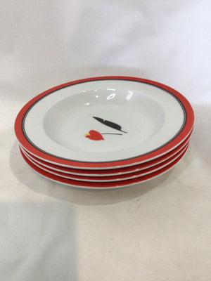 Studio Nova Set of 4 Red/White Ceramic Soup Bowl Set