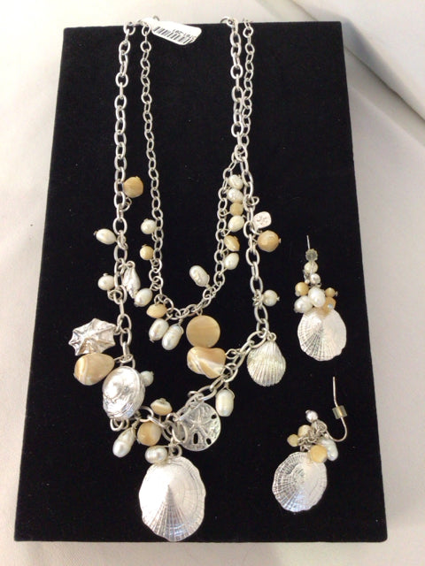 Brighton Sterling Silver Seashell Necklace Set