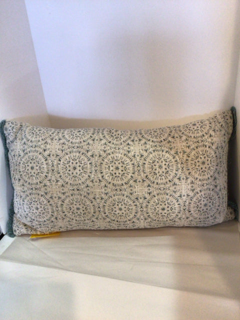 Cream/Blue Print Pillow