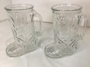 Pair Clear Glass Boot Mug