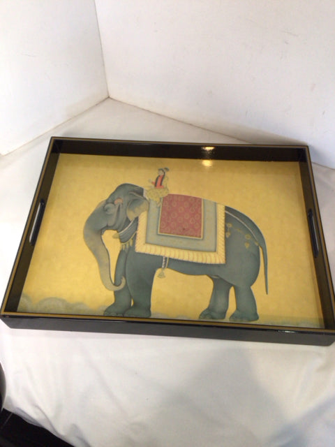 Yellow/Black Enamel Elephant Tray