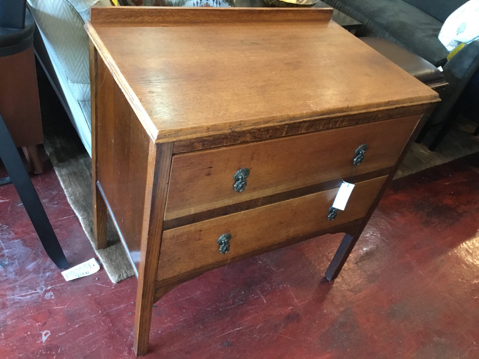Vintage Wood 2 Drawers Brown Dresser/Chest