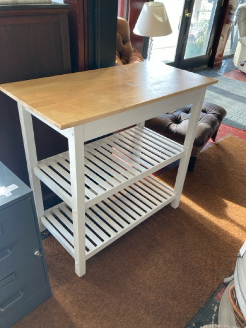 Free Standing Wood White/Brown Kitchen Island