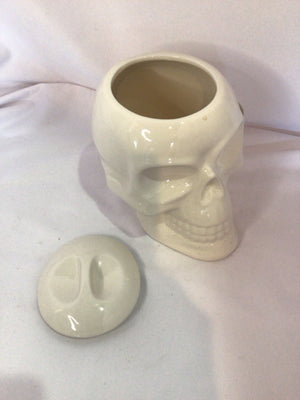 Cookie Jar White Ceramic Skull Halloween Holiday Item