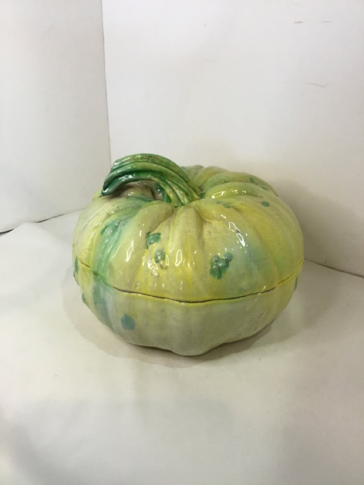 Yellow/Green Ceramic Pumpkin Tureen