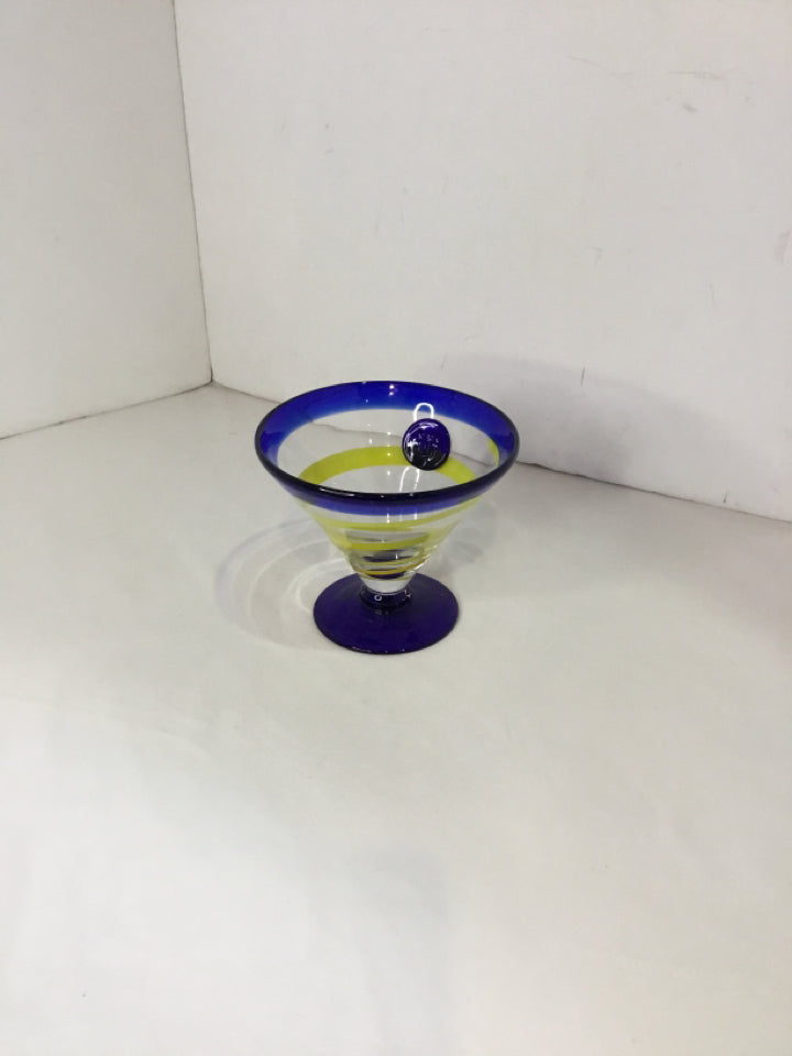 Martini Blue/Yellow Glass Glass