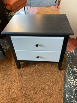 Wood Painted 2 Drawer Black/Gray Nightstand