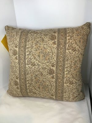 Tan/Brown Cotton Paisley Pillow