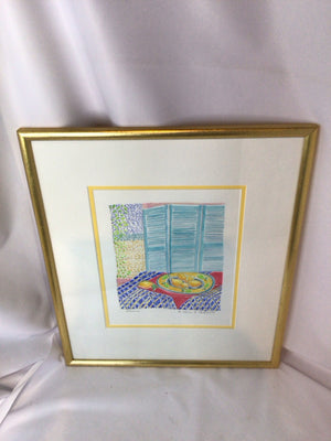 Signed Watercolor Lemons Print Framed Art