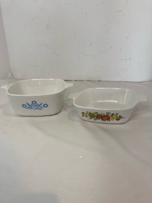 Corningware Pair White/Multi Stoneware Baking Dish