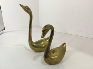 Pair Brass Swan Accessory