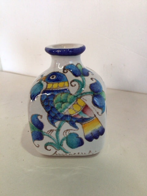 White/Blue Ceramic Bird Vase