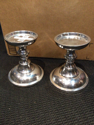 Pottery Barn Pair Silver Metal Candle Sticks