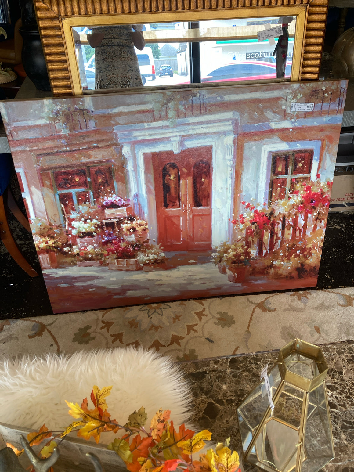 Multi-Color Canvas Garden Cafe Stretch Canvas Art