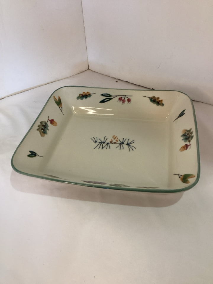 Hartstone Cream/Green Ceramic Forest Serving Dish