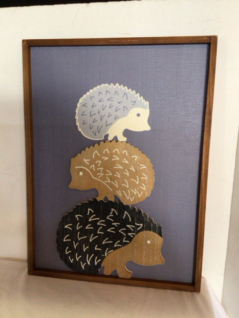 Blue/Tan Hedgehog Framed Art
